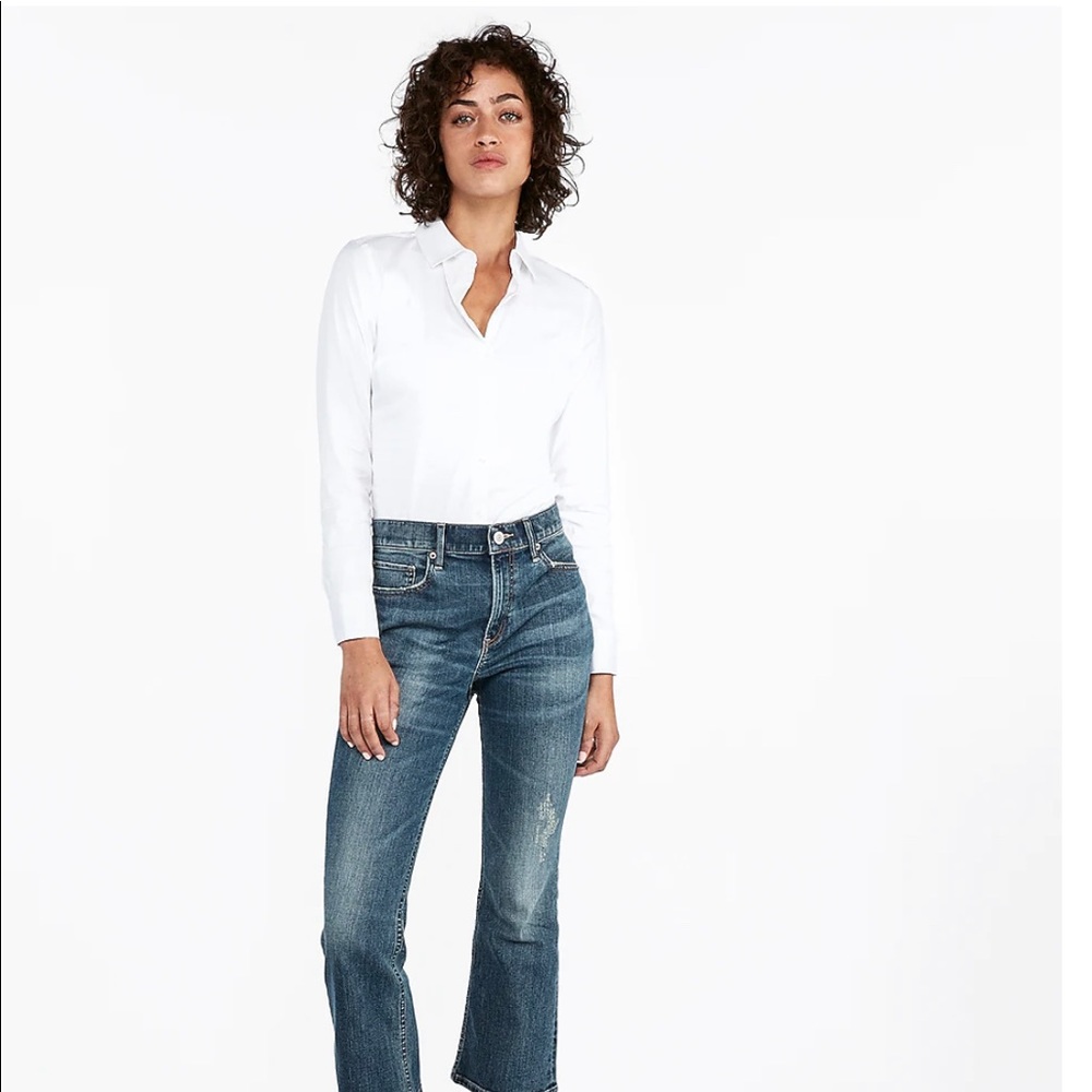 NWT Express Fitted Long Sleeve Essential Shirt Bodysuit Size Med
